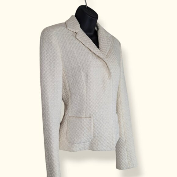 Tahari Off-White Knit Wool Blend Coat - Picture 3 of 7